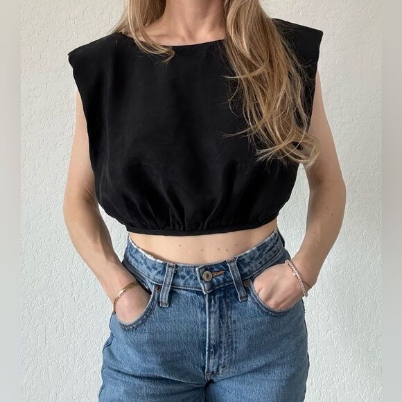 Zara Padded Shoulder Cropped Tank – Size Small - Picture 2 of 5